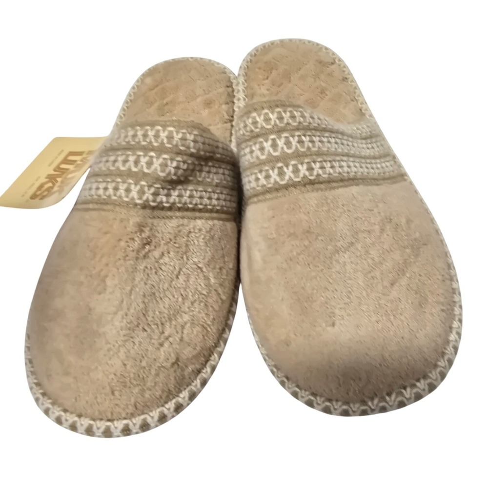 Muk Luks Women Honey Wheat Memory Foam Slippers Scuff Slides NWT